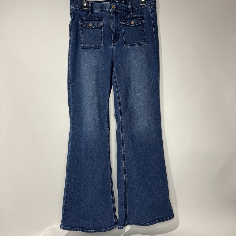 White House Black Market Women's Wide Leg Jeans Size 10 High Rise Front Pockets